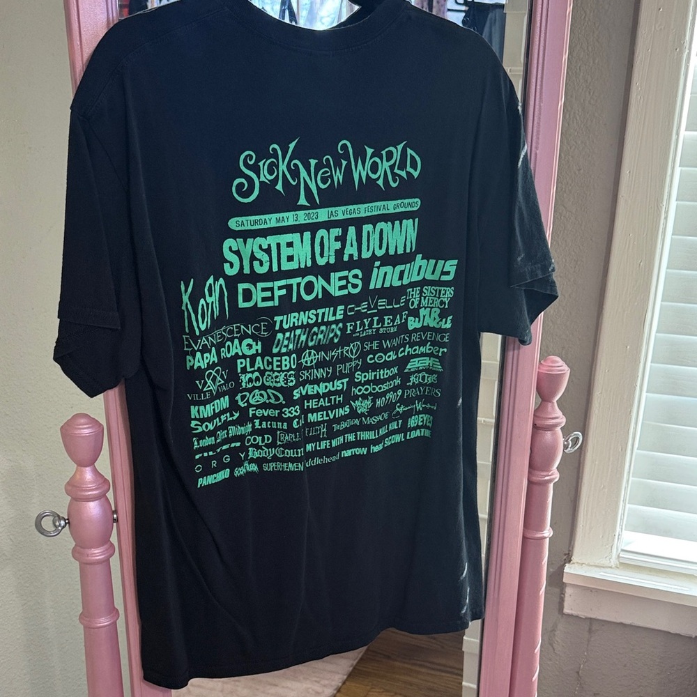 Black Graphic Sick New World 2023 Festival Concert Band  T-Shirt